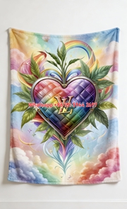 LV Rainbow Heart Blanket  Luxury Rainbow Heart Blanket 081